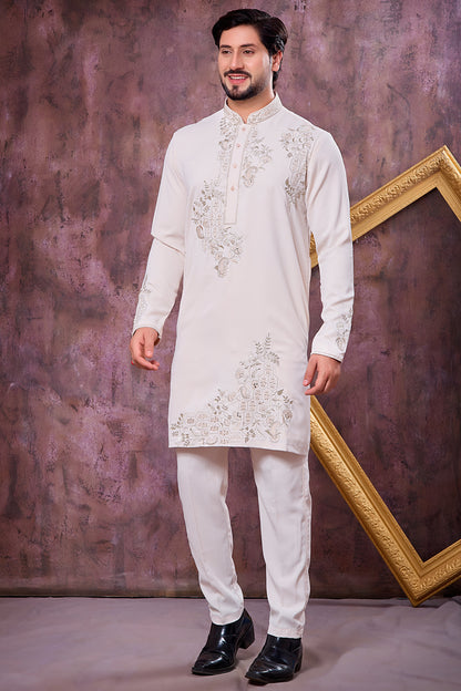 Cream Armani Mens Kurta Pajama (NMK-8923)