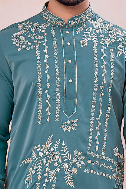 Teal Green Armani Kurta Pajama (NMK-8925)