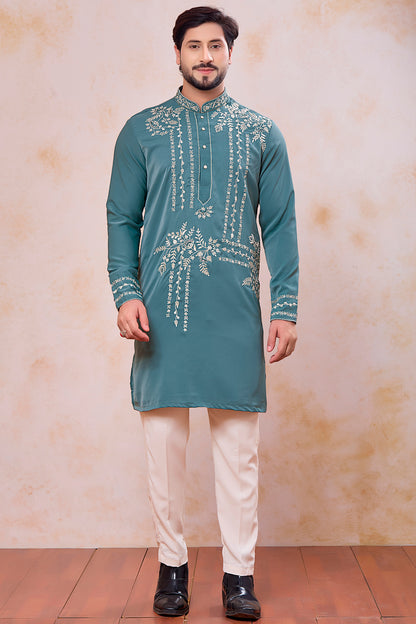 Teal Green Armani Kurta Pajama (NMK-8925)