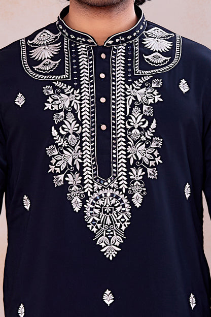 Navy Blue Armani Kurta Pajama (NMK-8928)