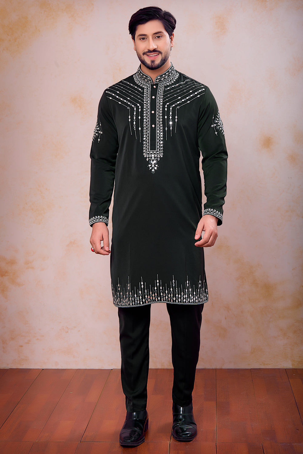Dark Green Armani Kurta Pajama (NMK-8929)