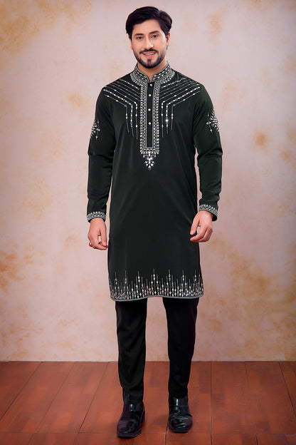 Dark Green Armani Kurta Pajama (NMK-8929)