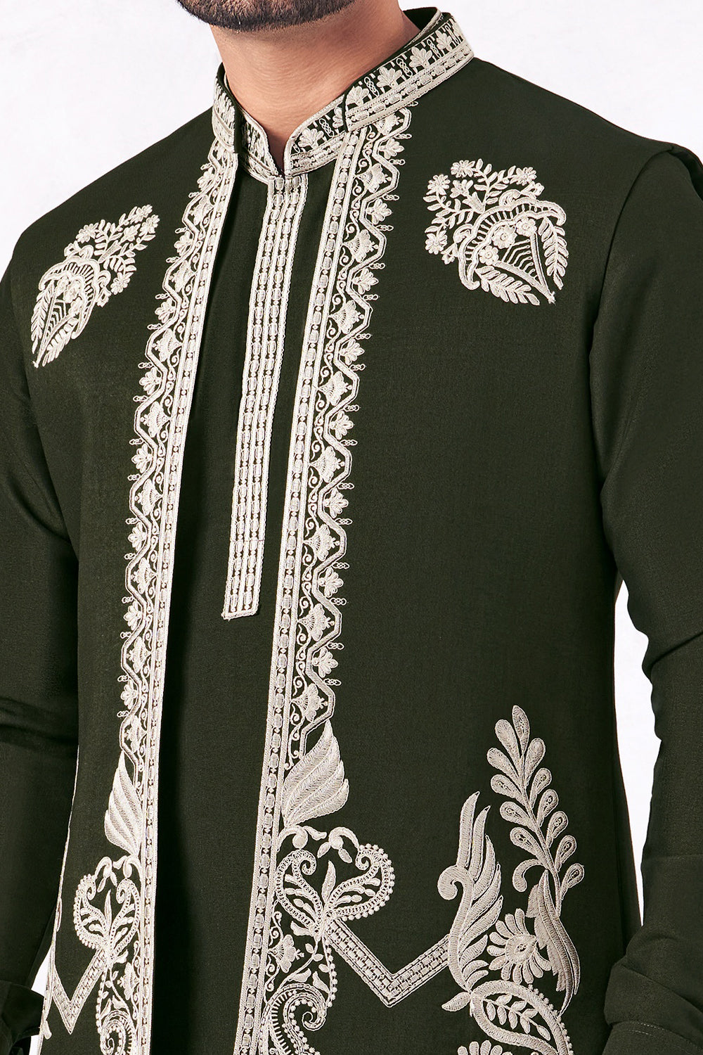 Green Art Banarasi Silk Nehru Jacket (NMK-8966)