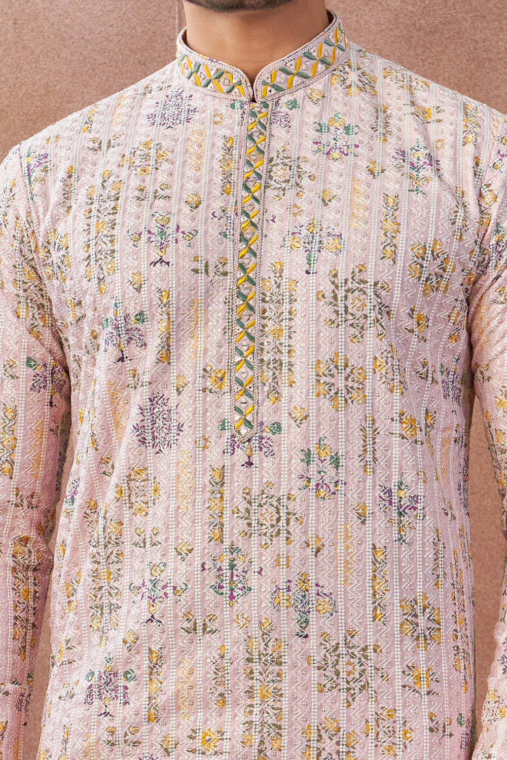 Peach Art Banarasi Silk Kurta for Men (NMK-9016)