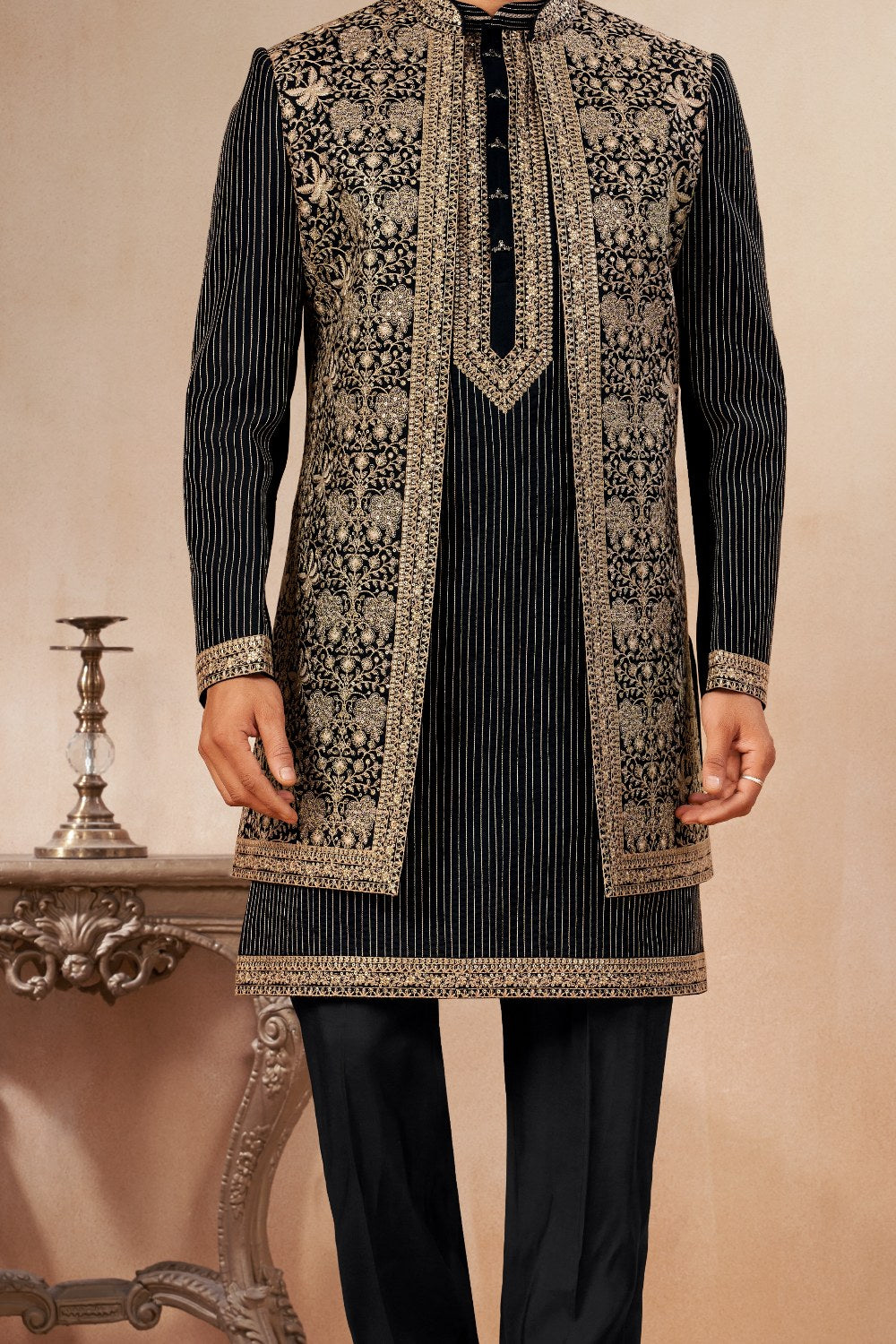 Black Art Silk Indo Western (NMK-9020)