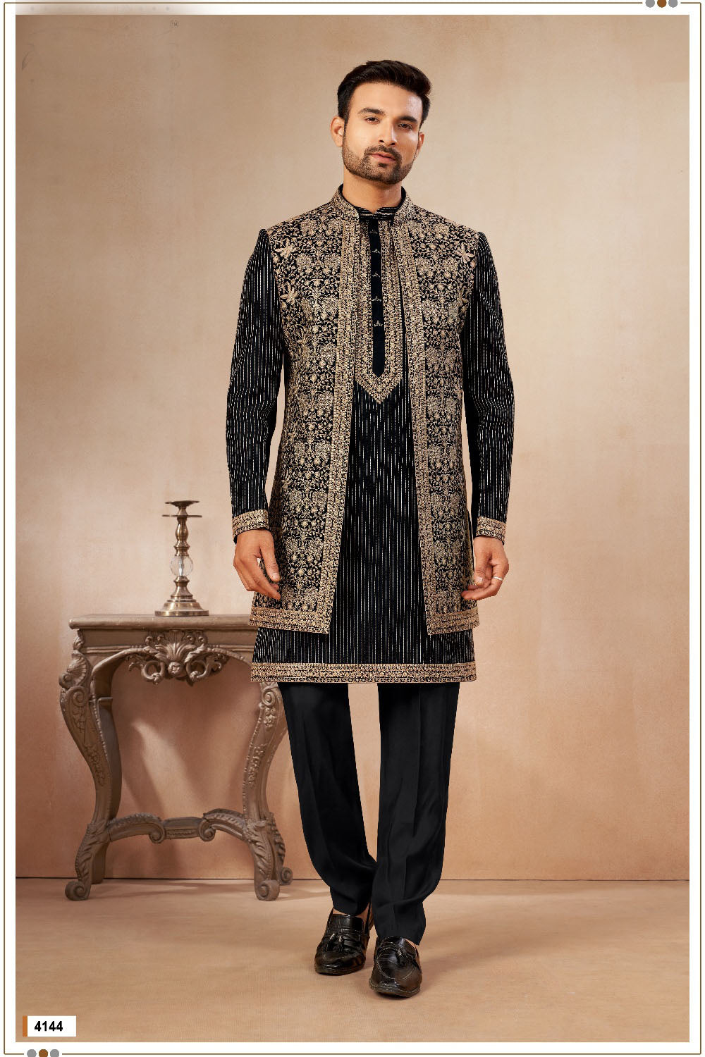 Black Art Silk Indo Western (NMK-9020)