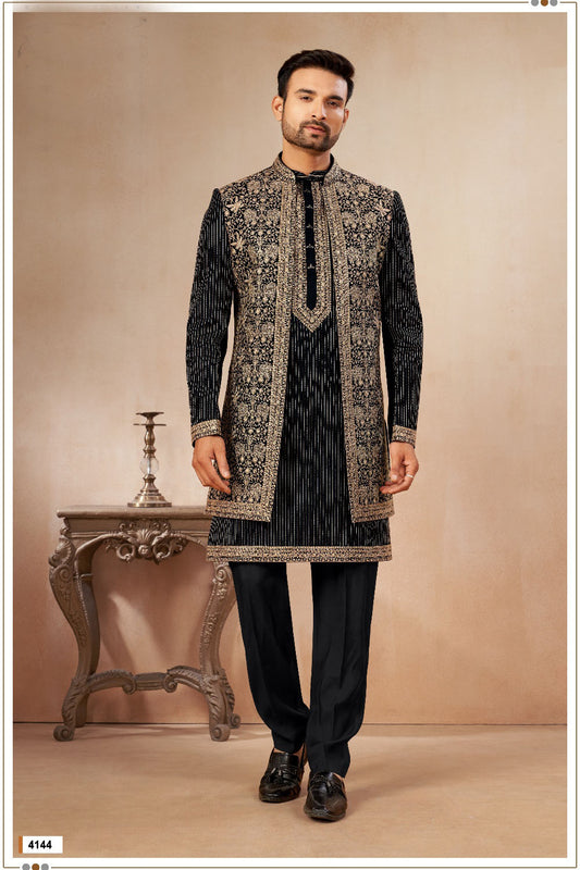 Black Art Silk Indo Western (NMK-9020)