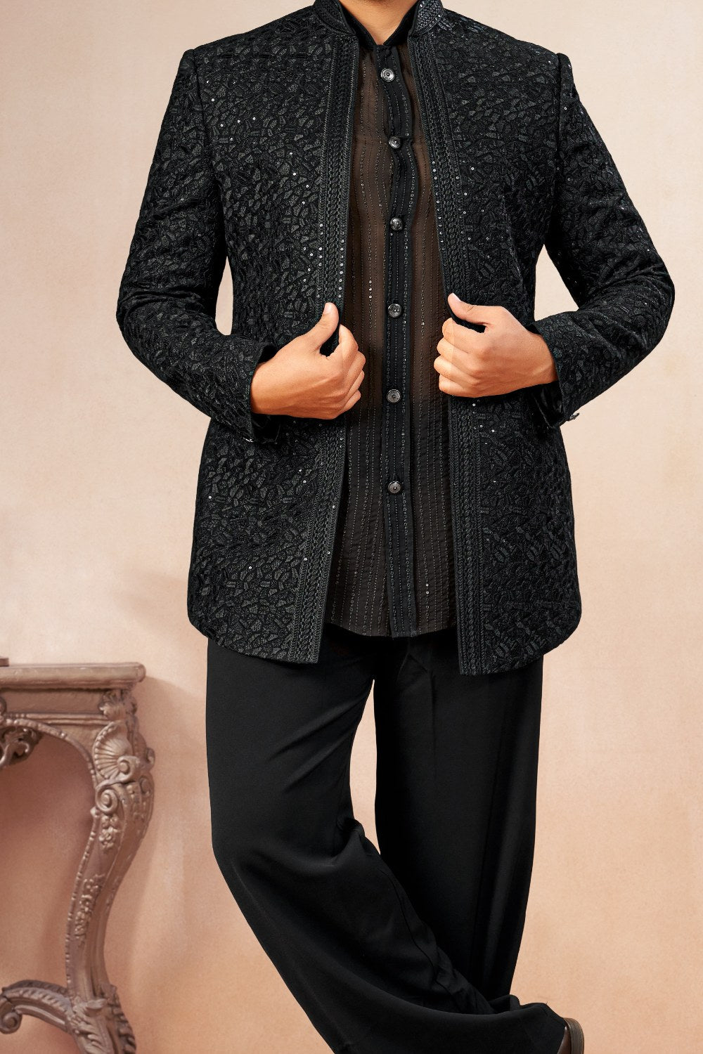 Black Art Georgette Jodhpuri (NMK-9022)