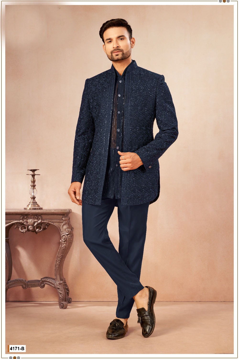 Navy Blue Art Georgette Jodhpuri (NMK-9023)