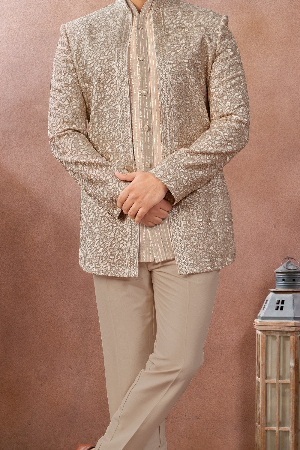 Beige Art Georgette Jodhpuri (NMK-9024)