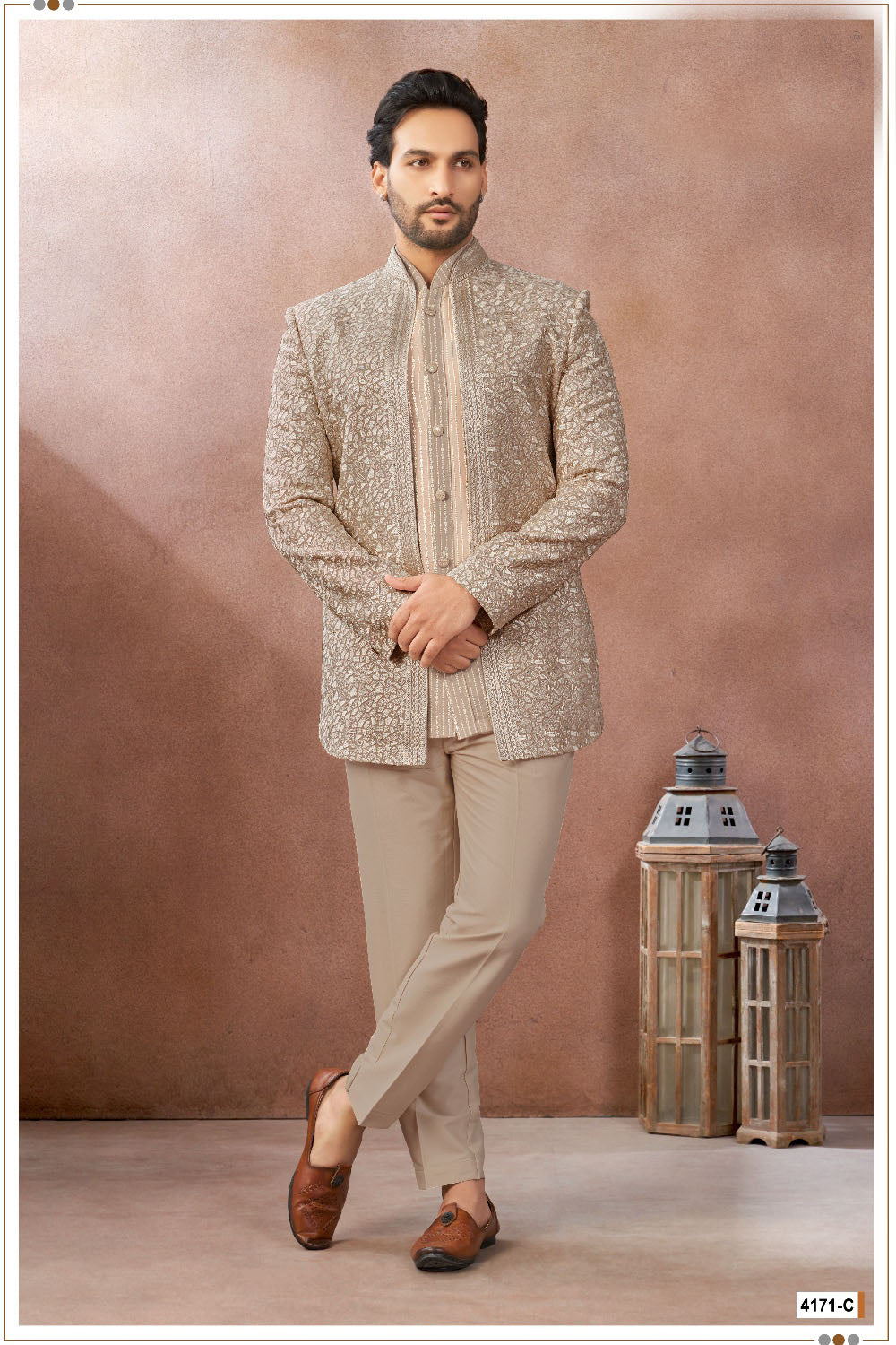 Beige Art Georgette Jodhpuri (NMK-9024)