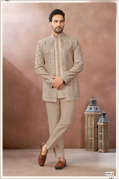 Beige Art Georgette Jodhpuri (NMK-9024)