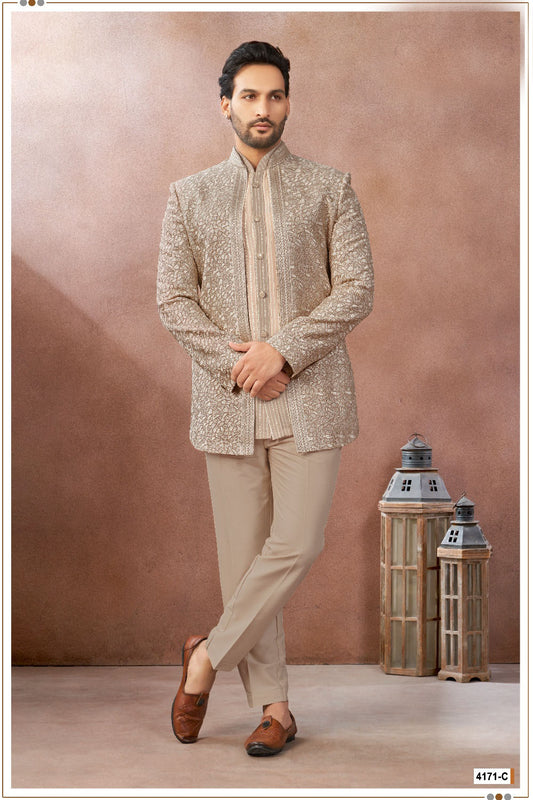 Beige Art Georgette Jodhpuri (NMK-9024)