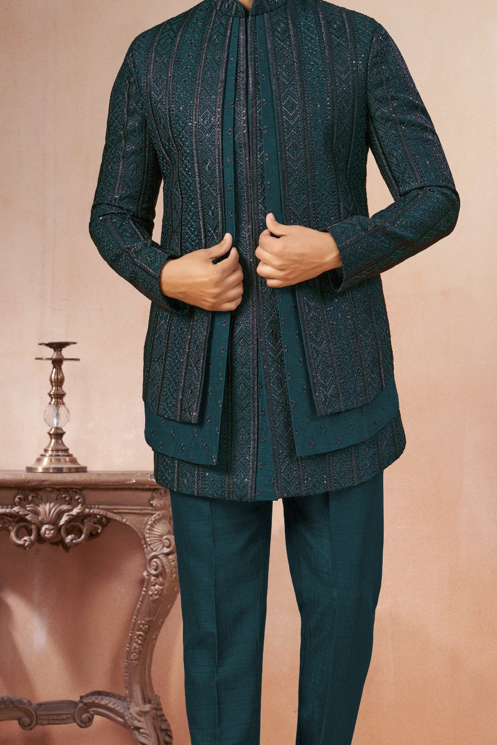 Rama Blue Art Silk Indo Western (NMK-9025)