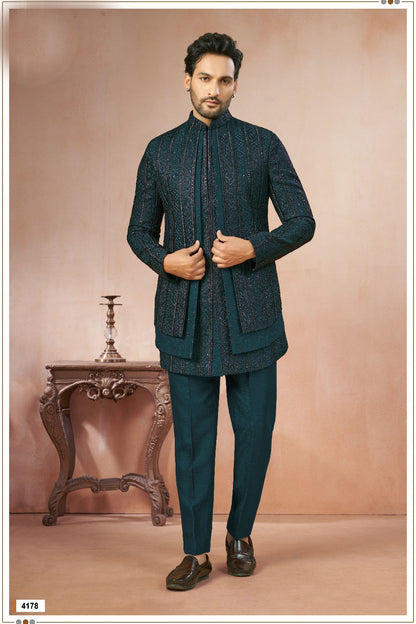 Rama Blue Art Silk Indo Western (NMK-9025)