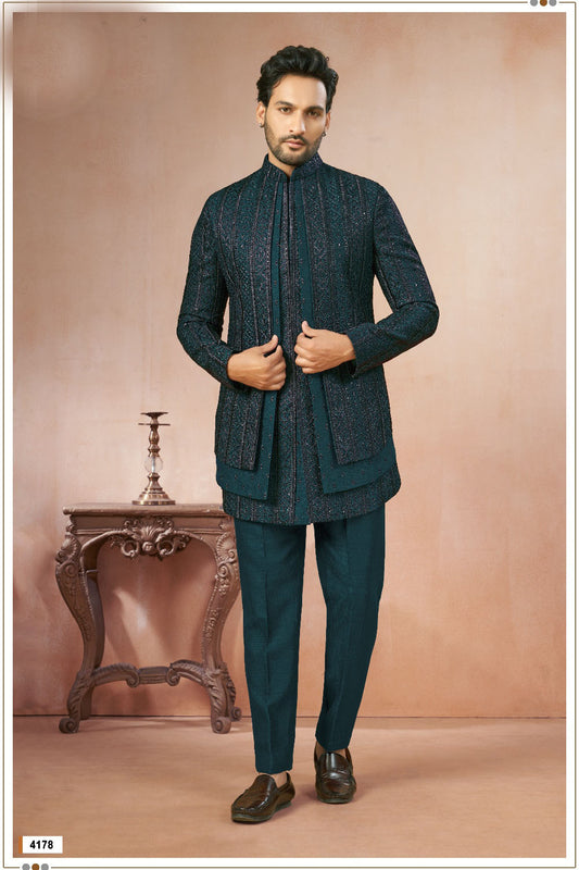 Rama Blue Art Silk Indo Western (NMK-9025)