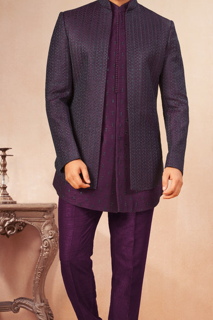 Wine Art Silk Indo Western (NMK-9026)