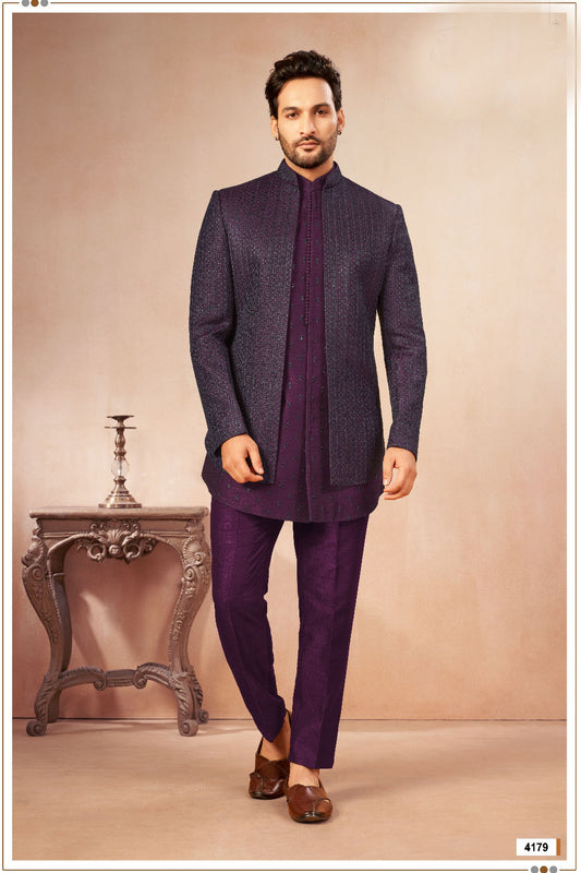Wine Art Silk Indo Western (NMK-9026)