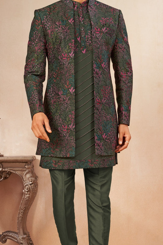 Mehendi Green Art Silk Indo Western (NMK-9028)