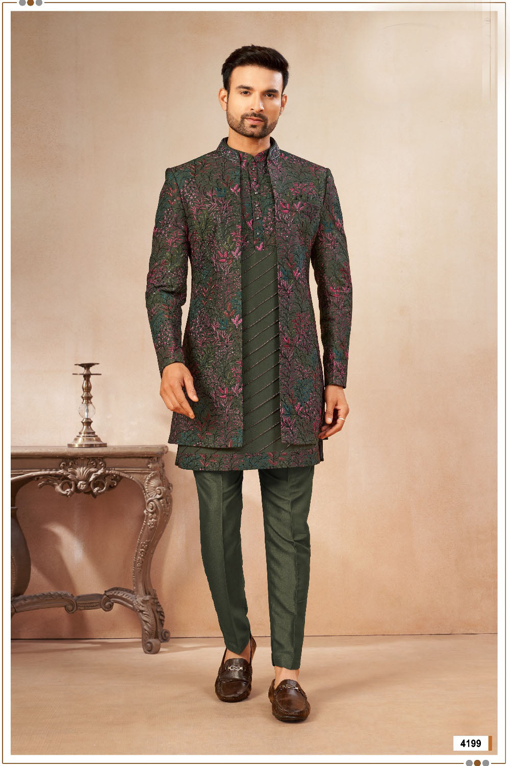 Mehendi Green Art Silk Indo Western (NMK-9028)