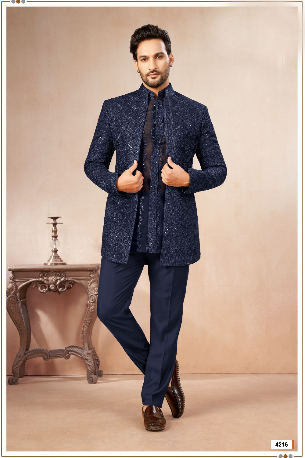 Navy Blue Art Georgette Jodhpuri (NMK-9029)