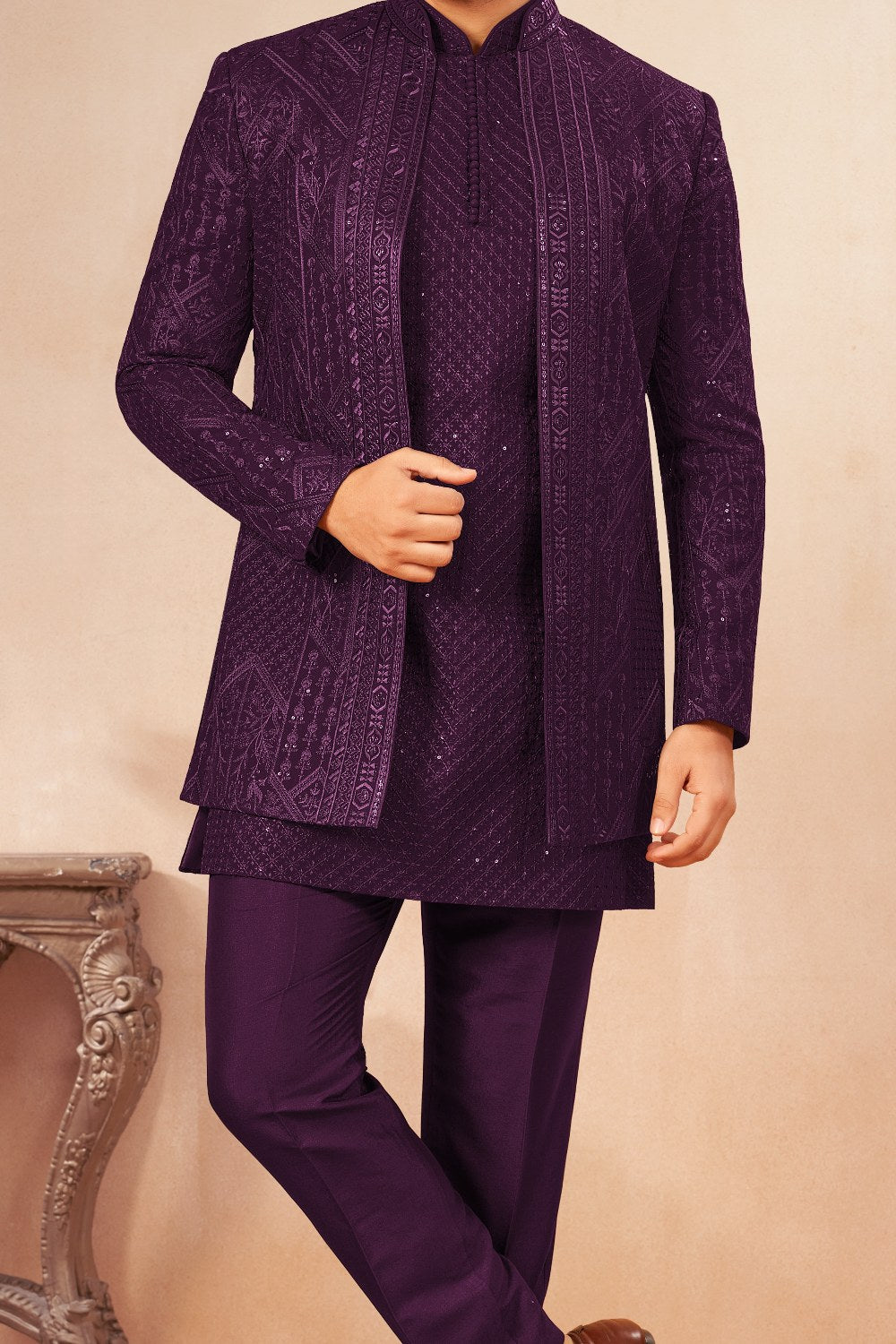 Wine Art Georgette Jodhpuri (NMK-9030)
