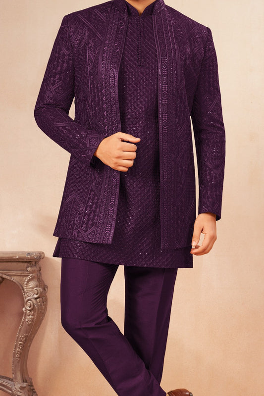 Wine Art Georgette Jodhpuri (NMK-9030)