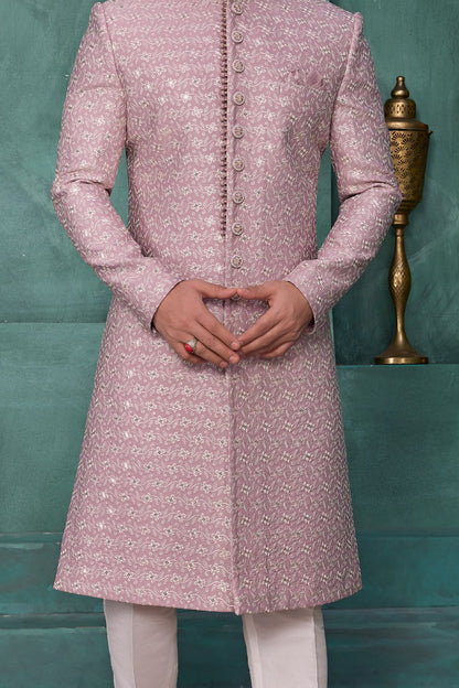 Onion Pink Art Silk Sherwani (NMK-9039)