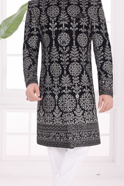 Black Velvet Sherwani (NMK-9045)
