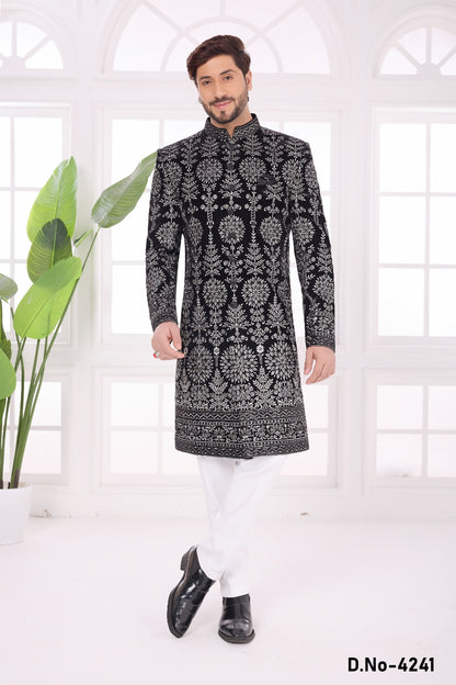 Black Velvet Sherwani (NMK-9045)