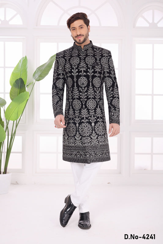 Black Velvet Sherwani (NMK-9045)
