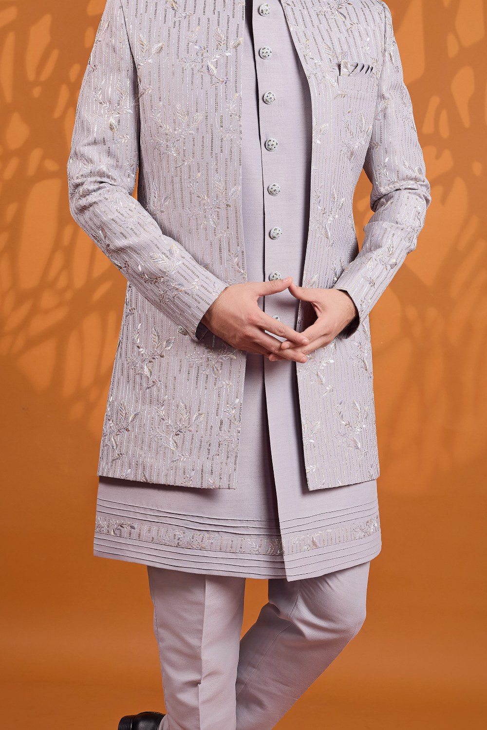 Grey Art Silk Indo Western (NMK-9057)