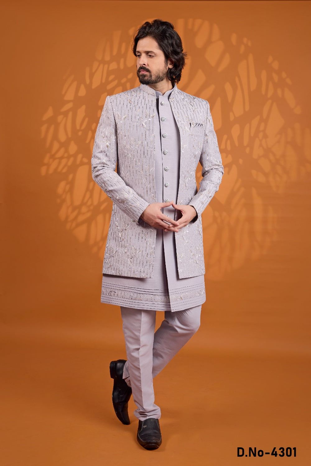 Grey Art Silk Indo Western (NMK-9057)