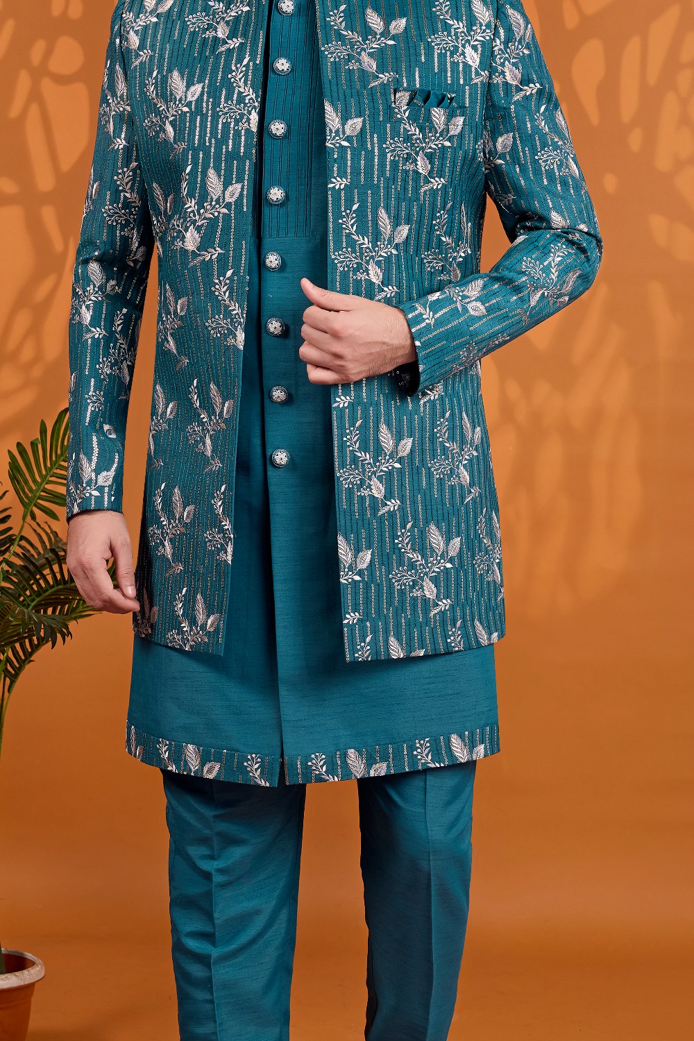 Teal Green Art Silk Indo Western (NMK-9059)