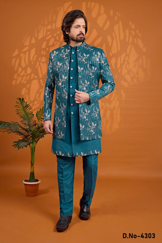 Teal Green Art Silk Indo Western (NMK-9059)