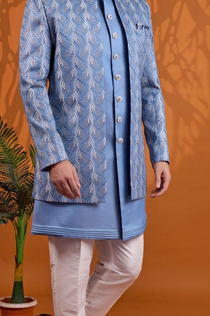 Blue Art Silk Indo Western (NMK-9062)