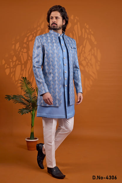 Blue Art Silk Indo Western (NMK-9062)