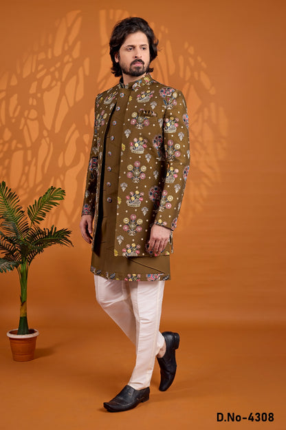Mehendi Green Art Silk Indo Western (NMK-9064)
