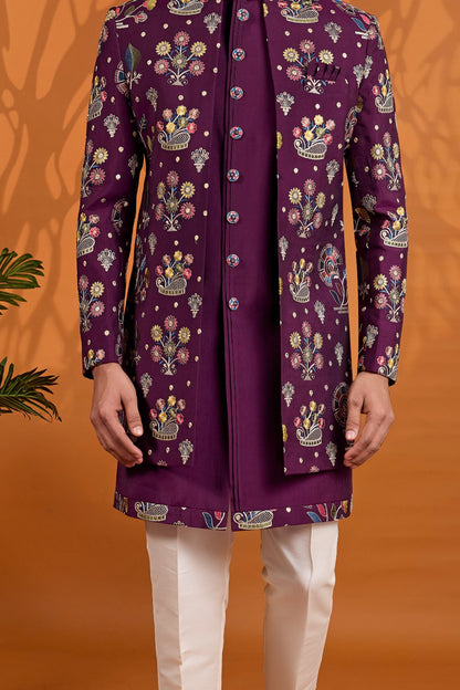 Dark Purple Art Silk Indo Western (NMK-9066)