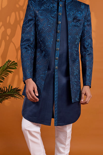 Blue Art Silk Indo Western (NMK-9067)