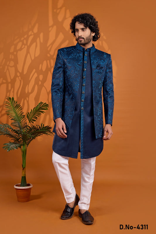 Blue Art Silk Indo Western (NMK-9067)