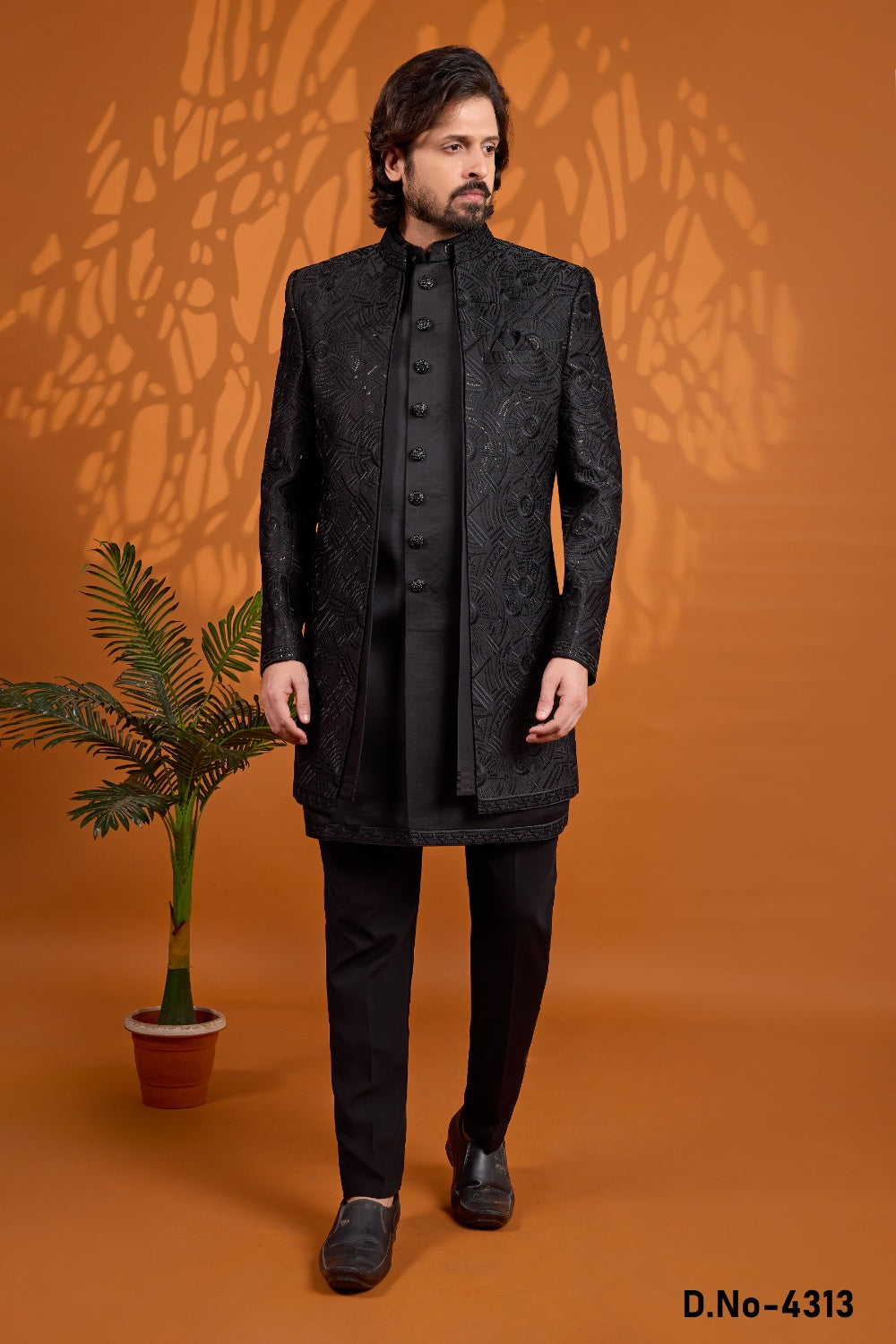 Black Art Silk Indo Western (NMK-9069)
