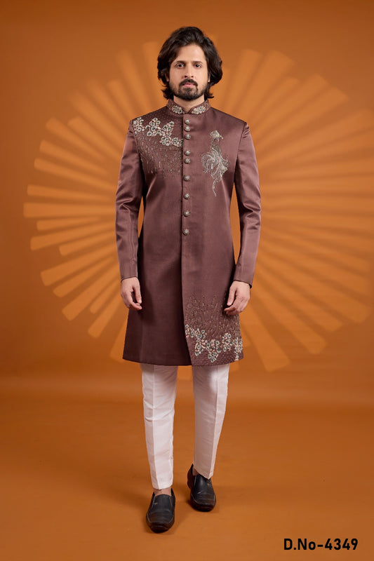 Brown Art Silk Indo Western (NMK-9078)