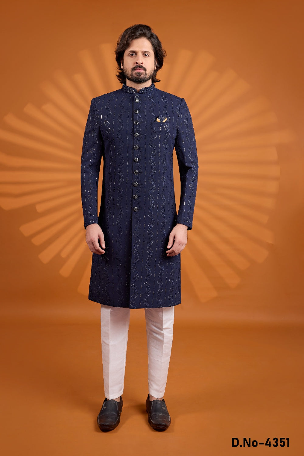Blue Georgette Sherwani (NMK-9080)