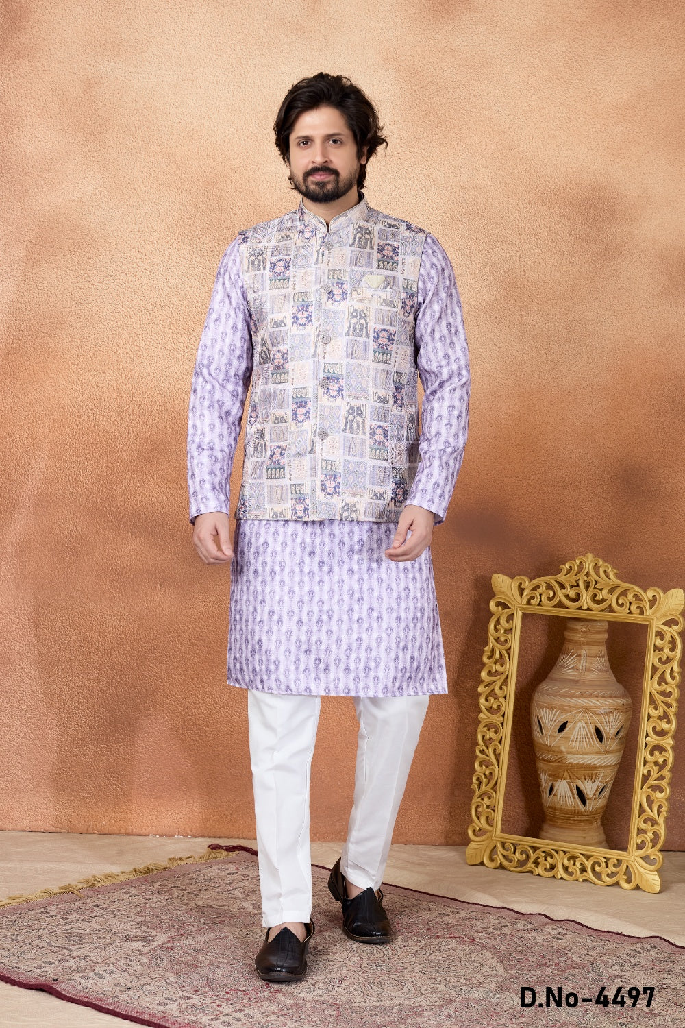 Purple Jaquard Nehru Jacket (NMK-9089)