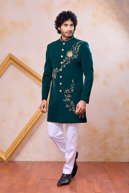 Teal Green Imported Indo Western (NMK-9093)