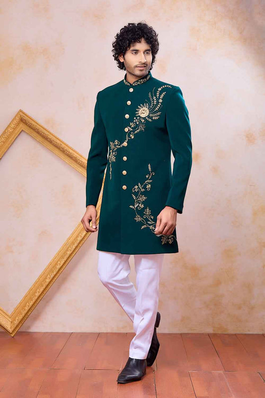 Teal Green Imported Indo Western (NMK-9093)