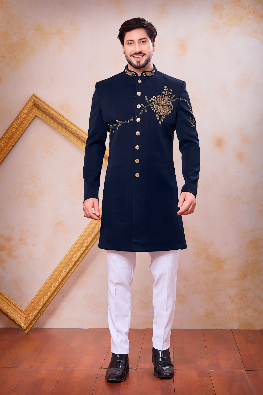 Navy Blue Imported Indo Western (NMK-9094)