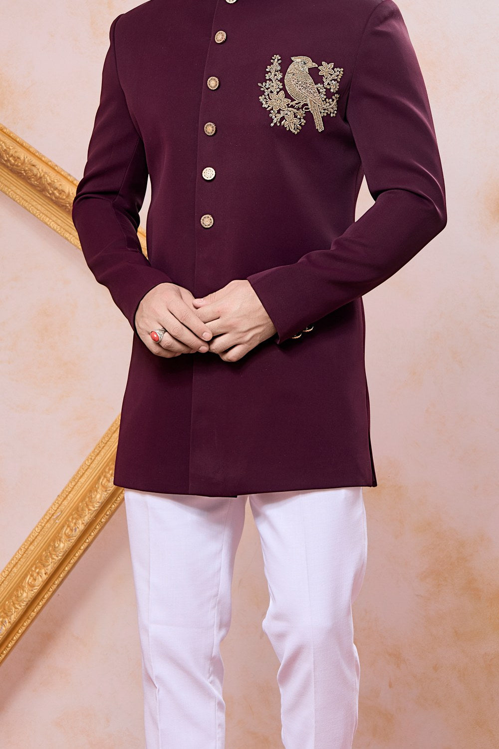 Wine Imported Mens Indo Western (NMK-9097)