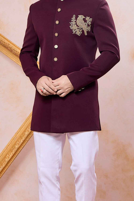 Wine Imported Mens Indo Western (NMK-9097)